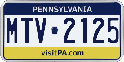 PA license plate MTV2125