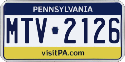 PA license plate MTV2126
