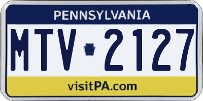 PA license plate MTV2127