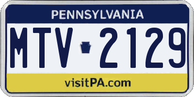 PA license plate MTV2129