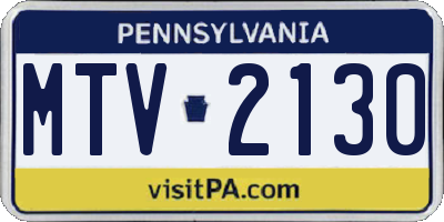 PA license plate MTV2130