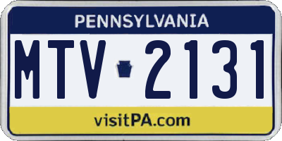 PA license plate MTV2131