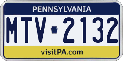 PA license plate MTV2132