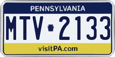 PA license plate MTV2133