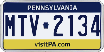 PA license plate MTV2134
