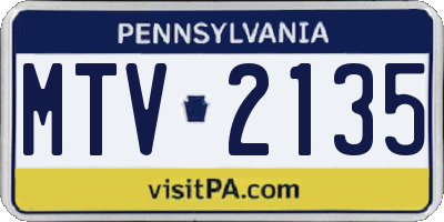 PA license plate MTV2135