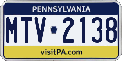 PA license plate MTV2138