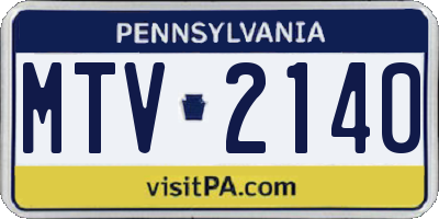 PA license plate MTV2140