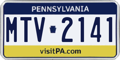 PA license plate MTV2141