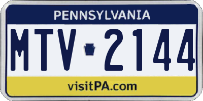 PA license plate MTV2144