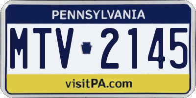PA license plate MTV2145