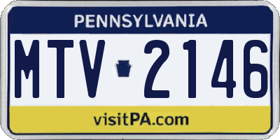 PA license plate MTV2146