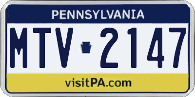 PA license plate MTV2147