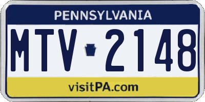 PA license plate MTV2148