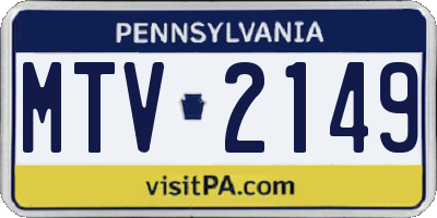 PA license plate MTV2149