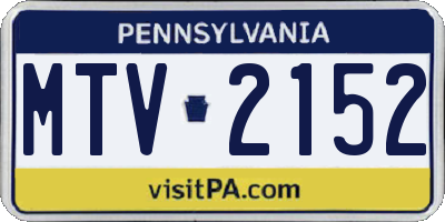 PA license plate MTV2152