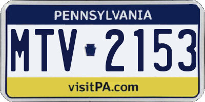 PA license plate MTV2153