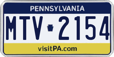 PA license plate MTV2154