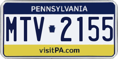 PA license plate MTV2155