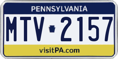 PA license plate MTV2157