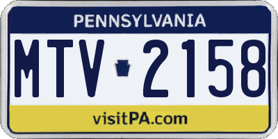 PA license plate MTV2158