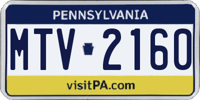 PA license plate MTV2160