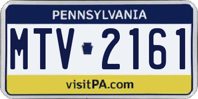 PA license plate MTV2161