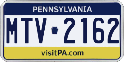 PA license plate MTV2162