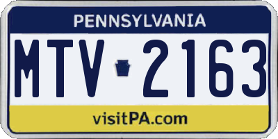 PA license plate MTV2163