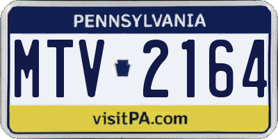 PA license plate MTV2164