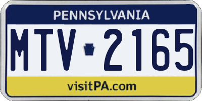 PA license plate MTV2165
