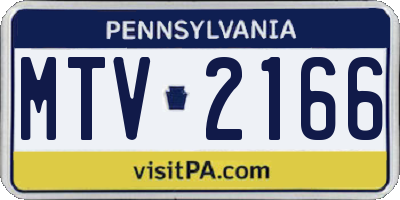 PA license plate MTV2166