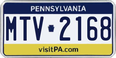 PA license plate MTV2168