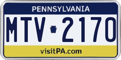 PA license plate MTV2170