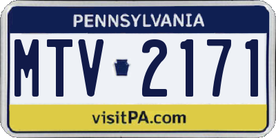 PA license plate MTV2171