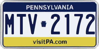 PA license plate MTV2172