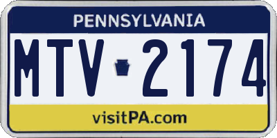 PA license plate MTV2174