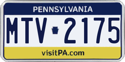 PA license plate MTV2175