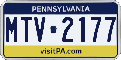 PA license plate MTV2177