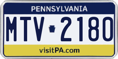 PA license plate MTV2180
