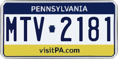 PA license plate MTV2181