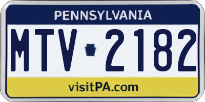 PA license plate MTV2182