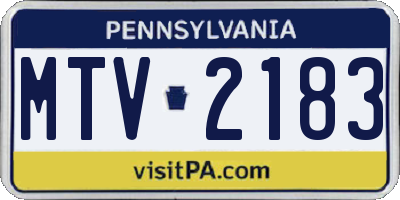 PA license plate MTV2183