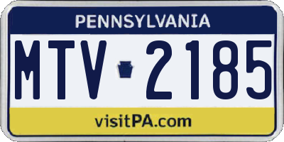PA license plate MTV2185
