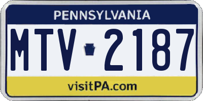 PA license plate MTV2187