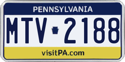PA license plate MTV2188