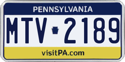 PA license plate MTV2189
