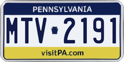 PA license plate MTV2191