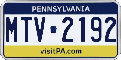 PA license plate MTV2192