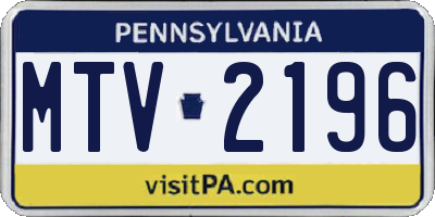 PA license plate MTV2196